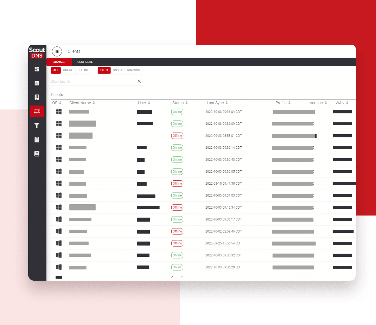 Scout360 Roaming Client Dashboard