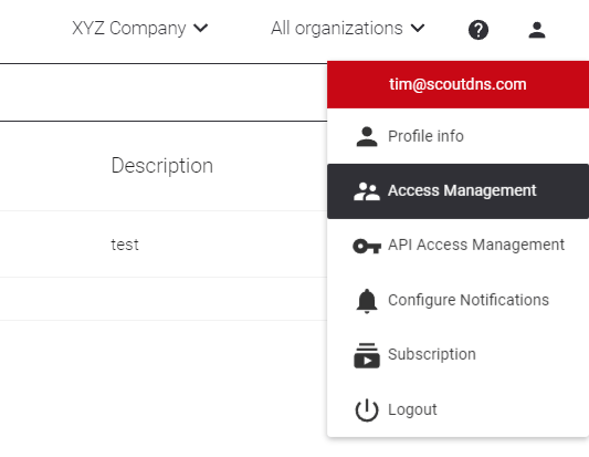 Profile icon → API Access Management