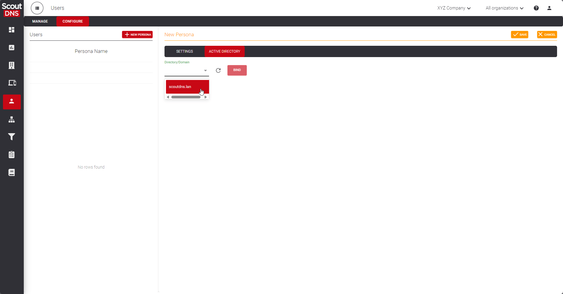 Binding an AD domain to a Persona