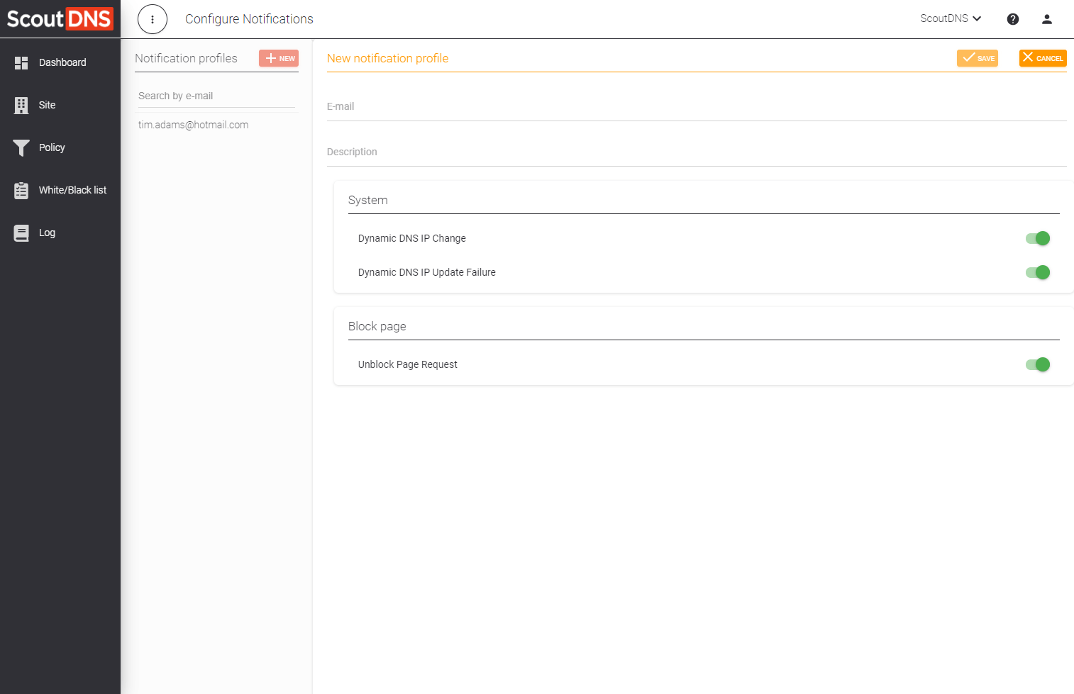 New notification profile form