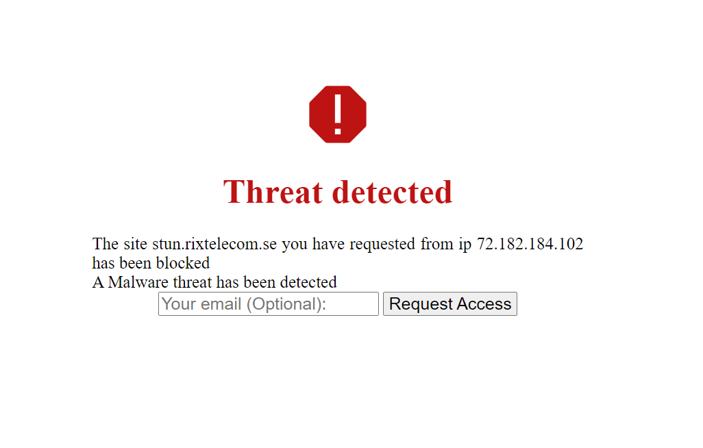 Default threat block page