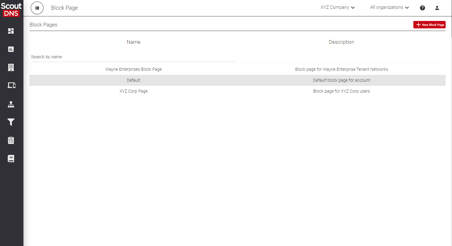 Block page menu entry