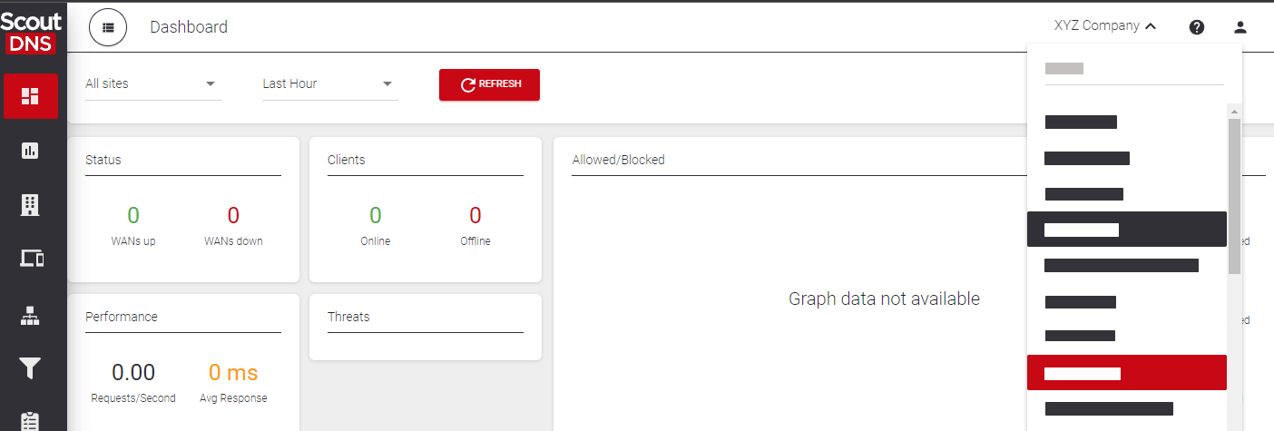 Account selector at top right