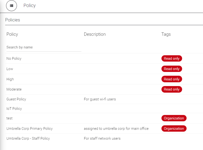 Organization tag on a policy