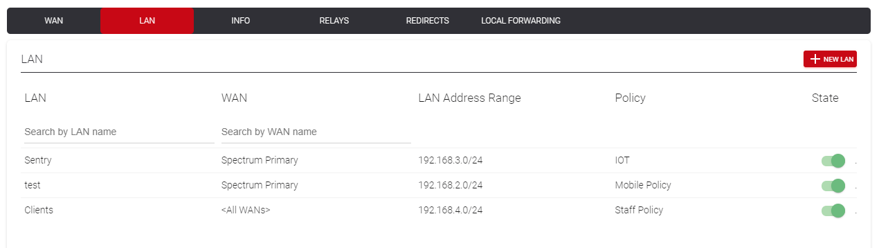Creating a LAN rule