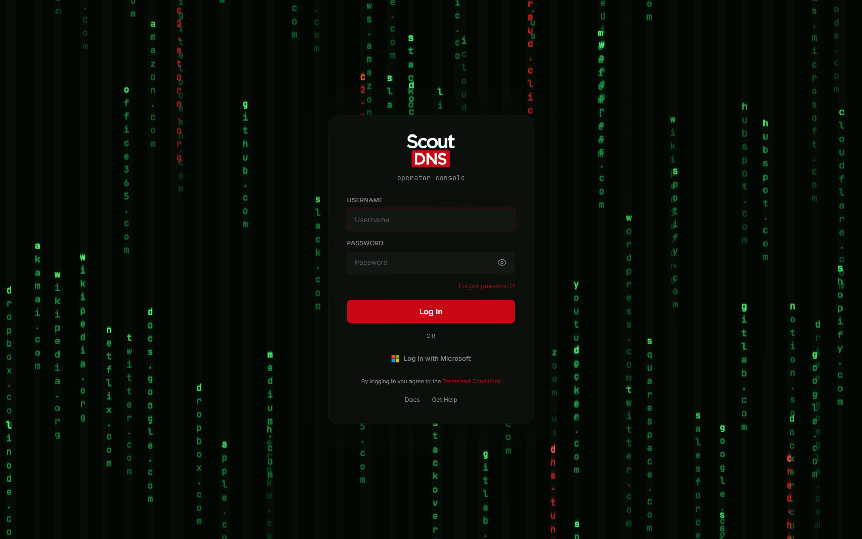 The ScoutDNS login page