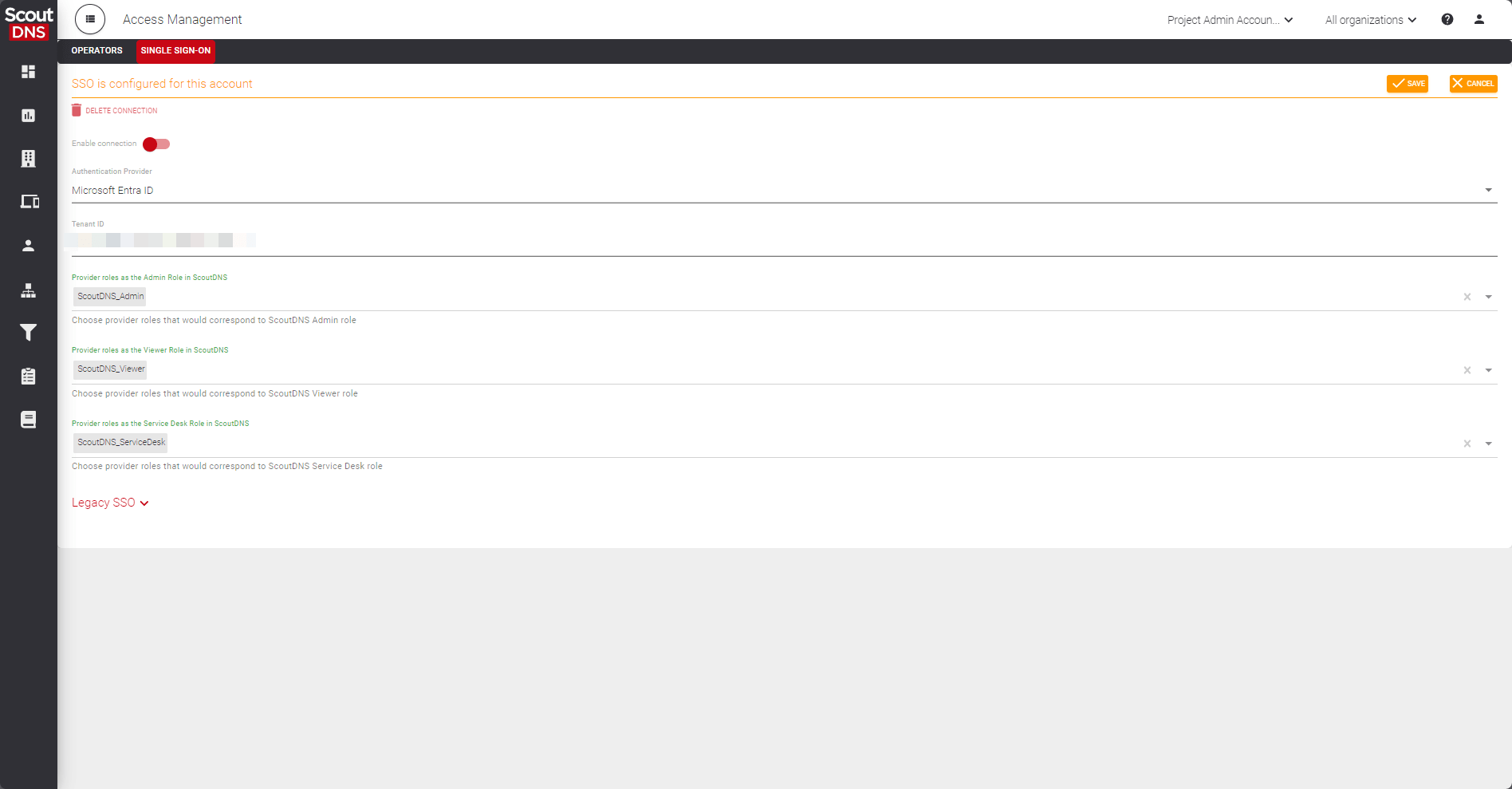 ScoutDNS Access Management SSO tab