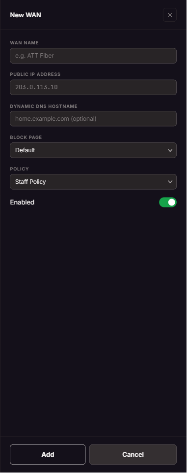 Editing a WAN