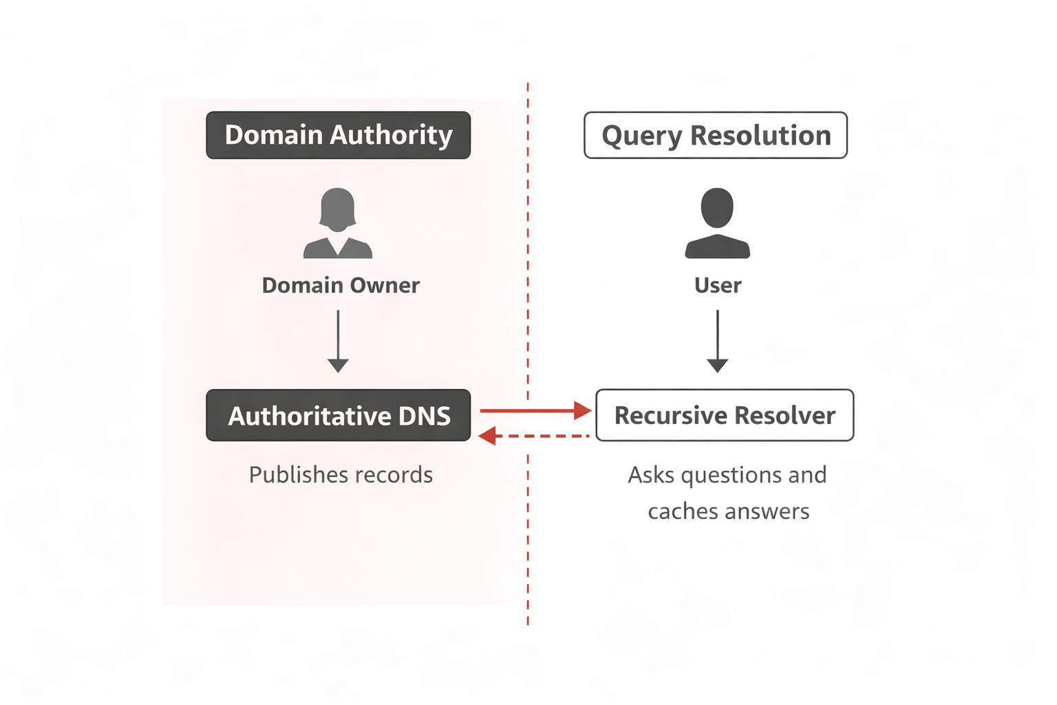 Authority versus resolution roles in DNS
