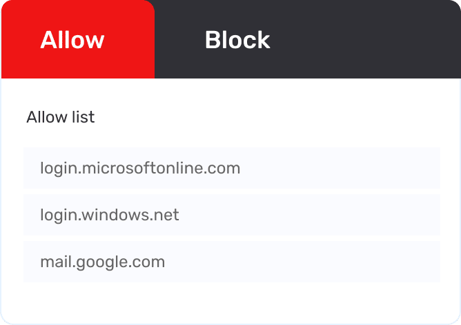 Allow/Block Lists modal overlay