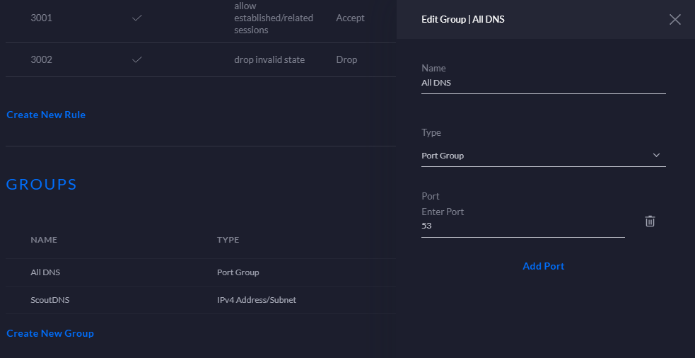 Create port based object for all DNS traffic