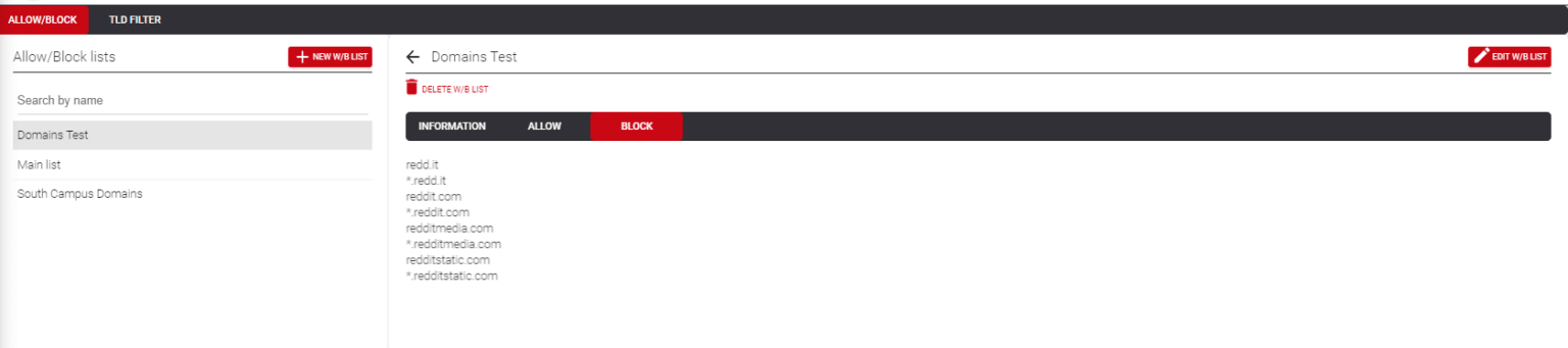 Allow Block List Options